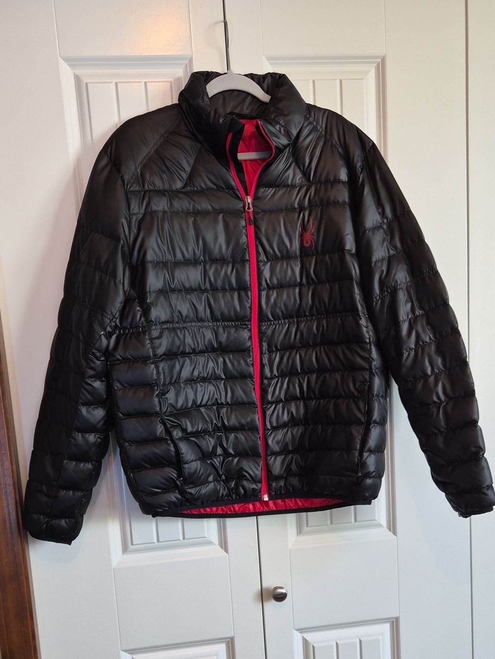 Spyder Black Puffer Jacket with Red Trim